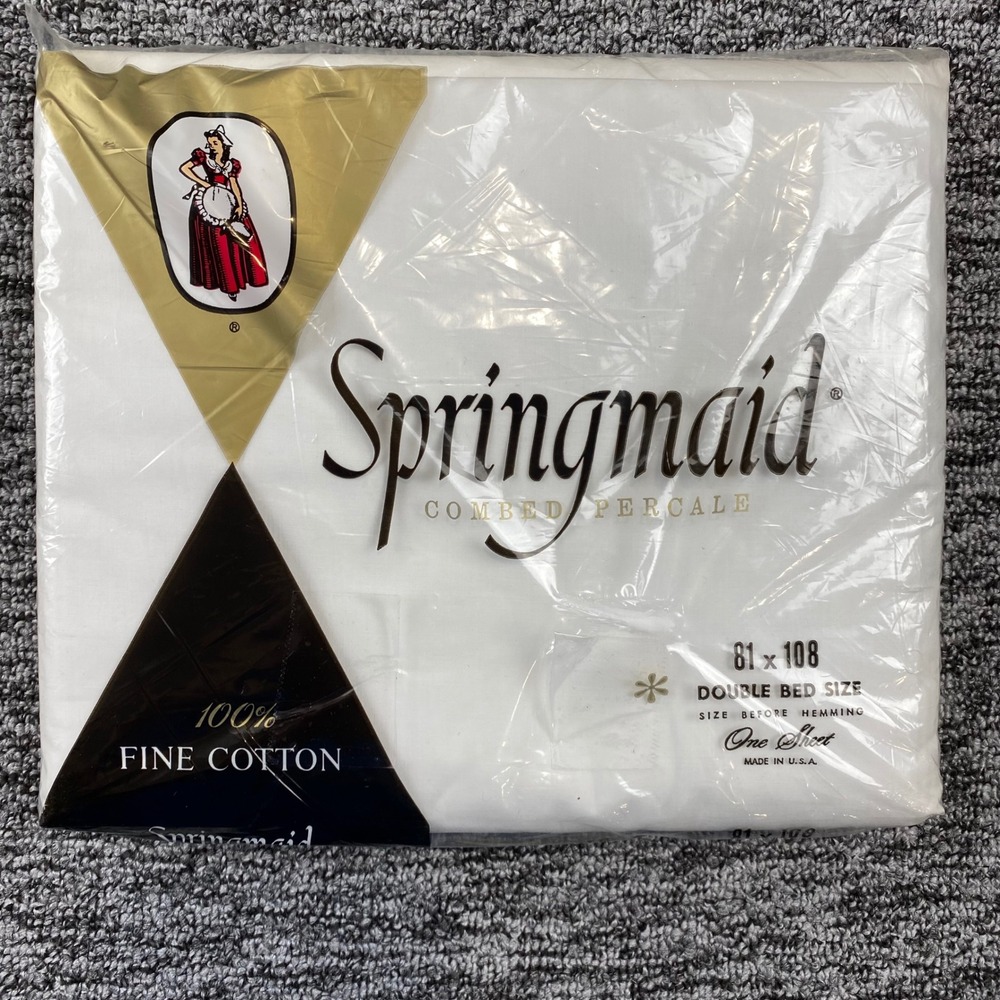 Vintage Springmaid 100 Cotton Percale Double Full Flat Sheet 81x108 NOS USA